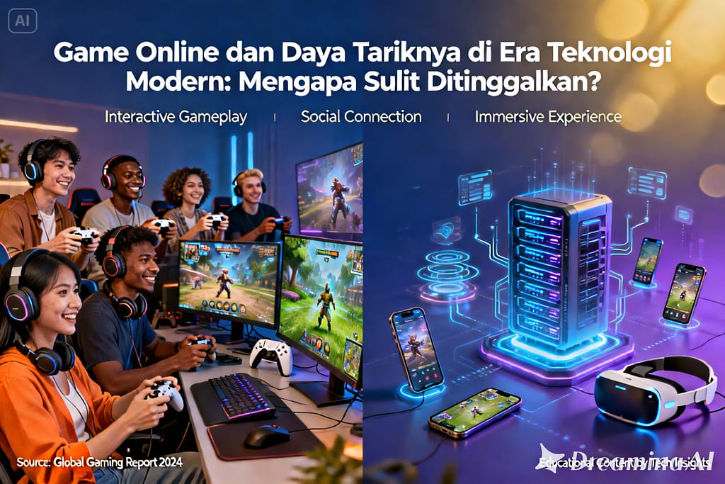 Ilustrasi game online dan daya tarik teknologi digital di era modern